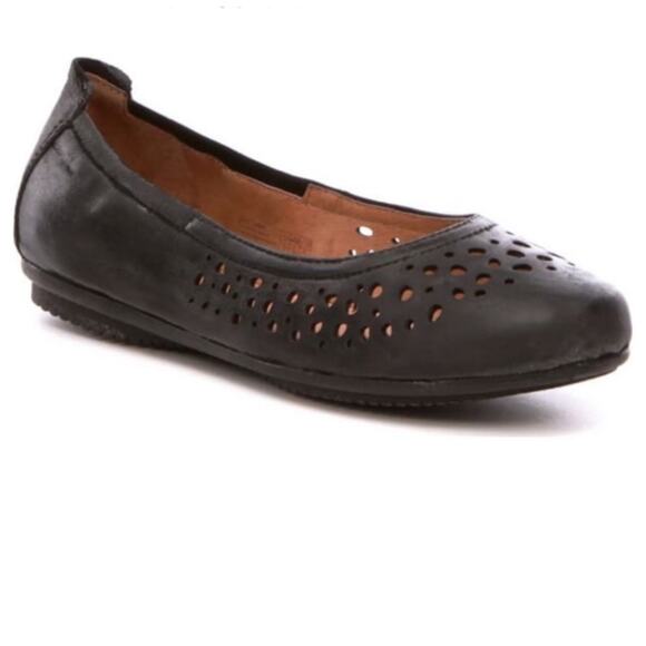 Josef Seibel black Pippa 29 Leather Laser Cut Ballerina Flats - Picture 1 of 8